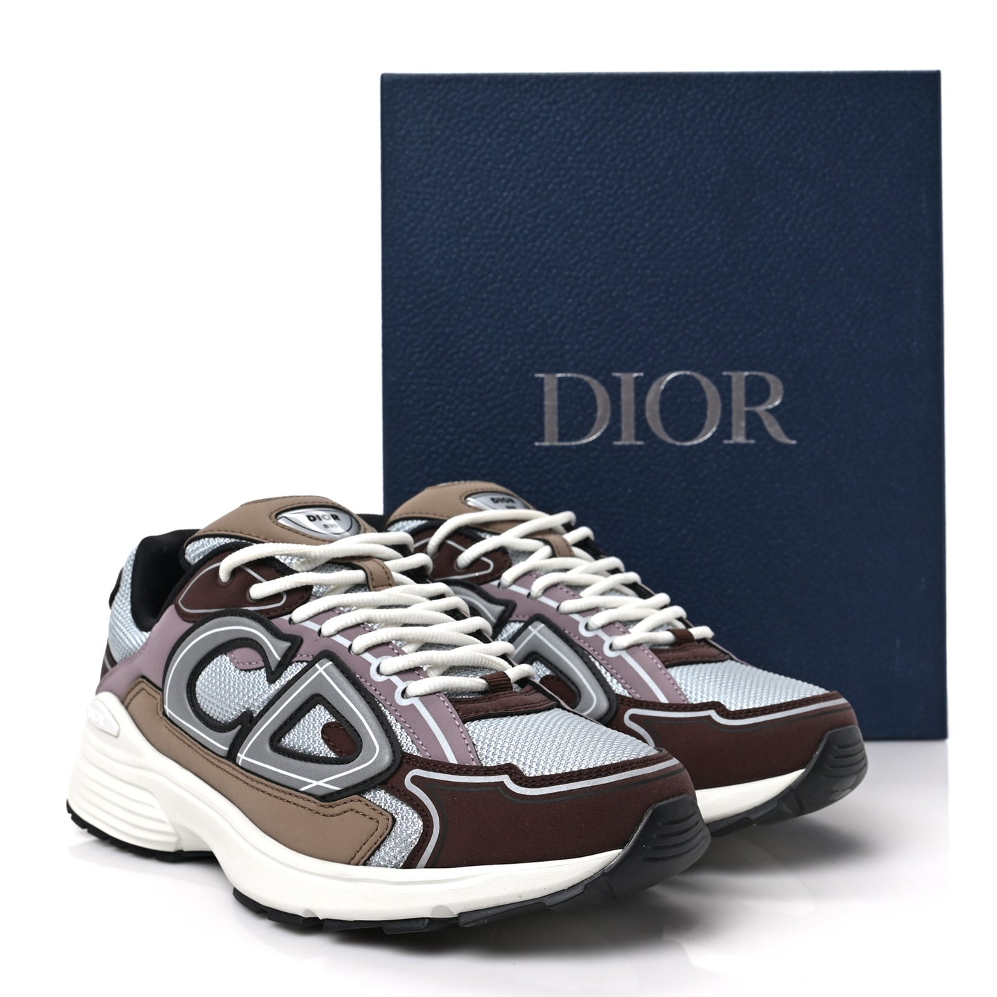 Technical Mesh Calfskin Mens B30 Sneakers 40 Brown