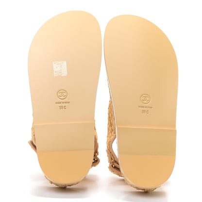 Chanel Braided Fabric Velcro Dad Sandals 38 Beige 5 of 9