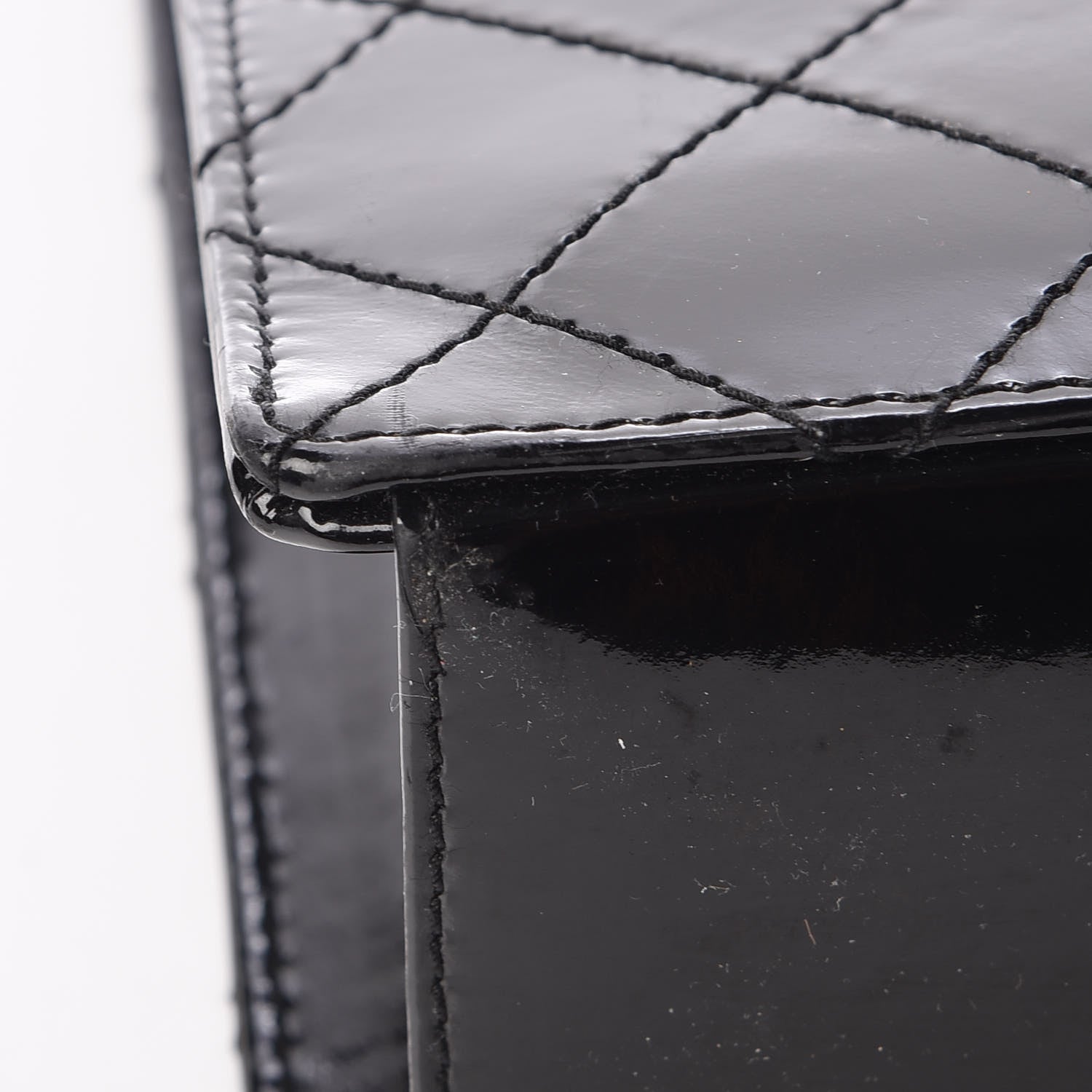 Chanel Patent Diamond Stitched Top Handle Bag Black 16 of 19