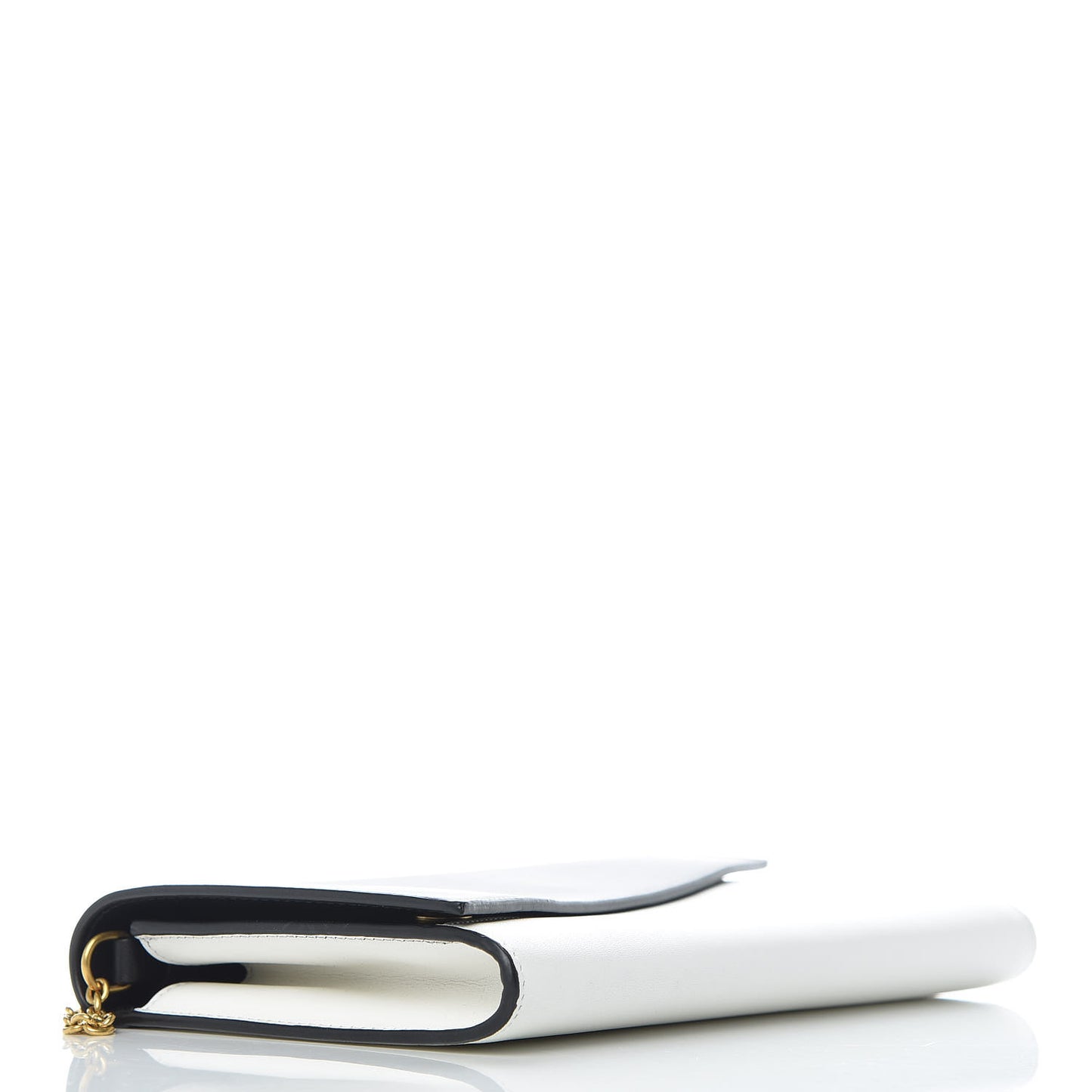 Lambskin Large Diagonal Flap On Chain Black White
