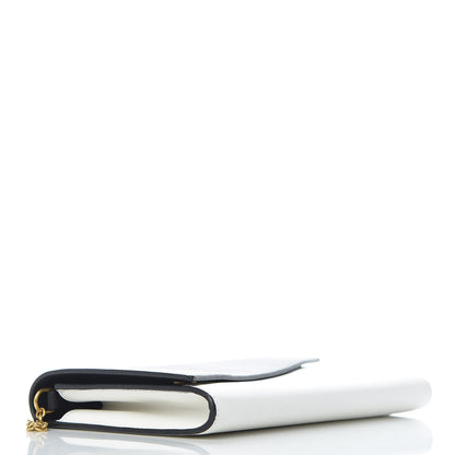 Celine Lambskin Large Diagonal Flap On Chain Black White 4 of 8