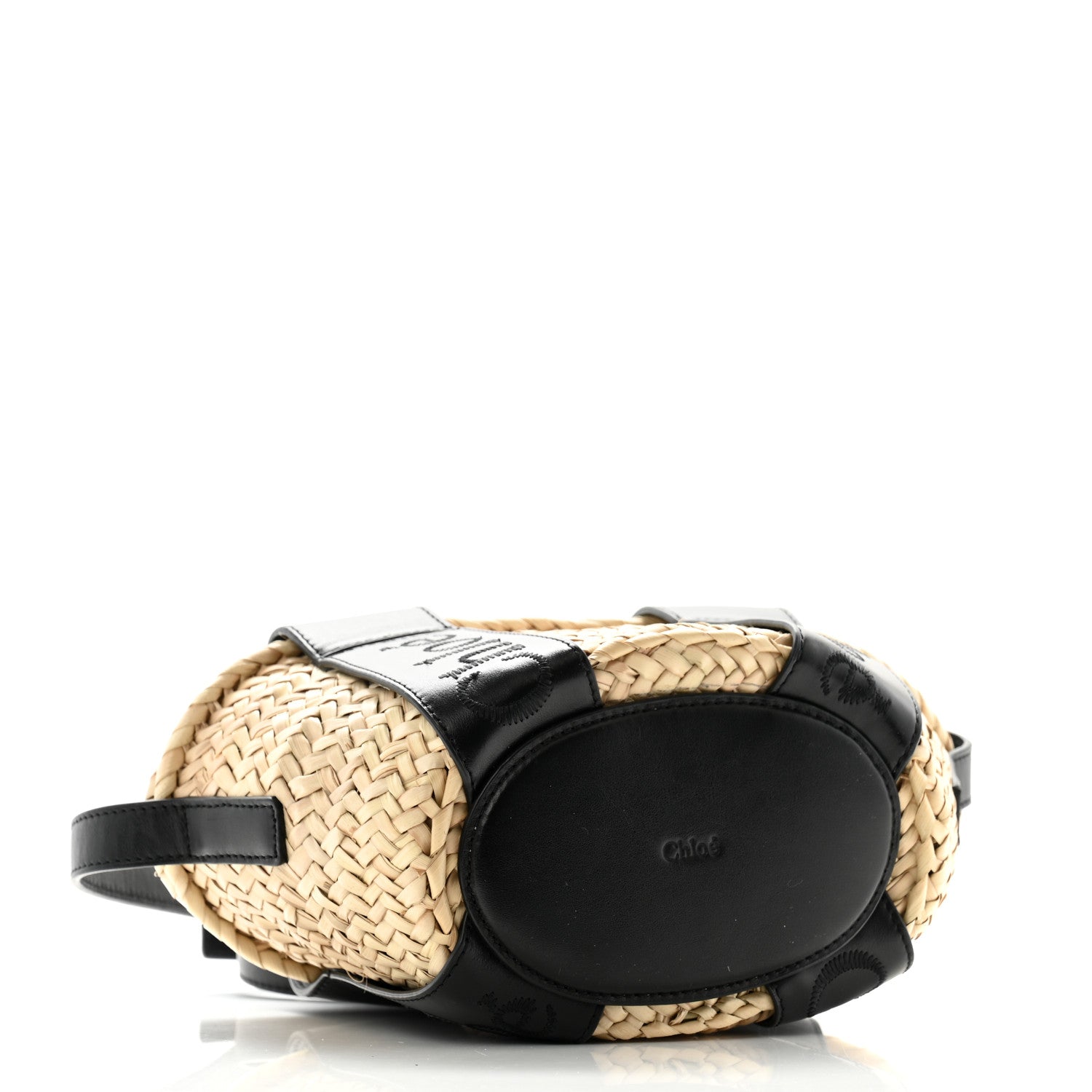 Chloe Raffia Smooth Calfskin Small Sense Basket Black 4 of 13