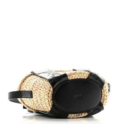 Chloe Raffia Smooth Calfskin Small Sense Basket Black 4 of 13