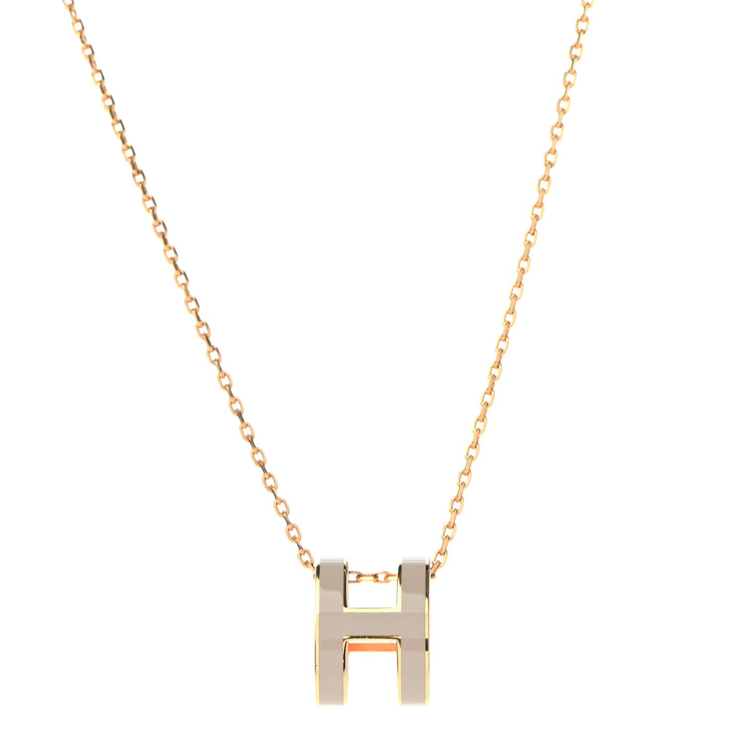 Hermes Lacquered Gold Pop H Pendant Necklace Marron Glace 1 of 7