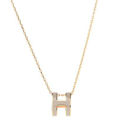 Hermes Lacquered Gold Pop H Pendant Necklace Marron Glace 1 of 7