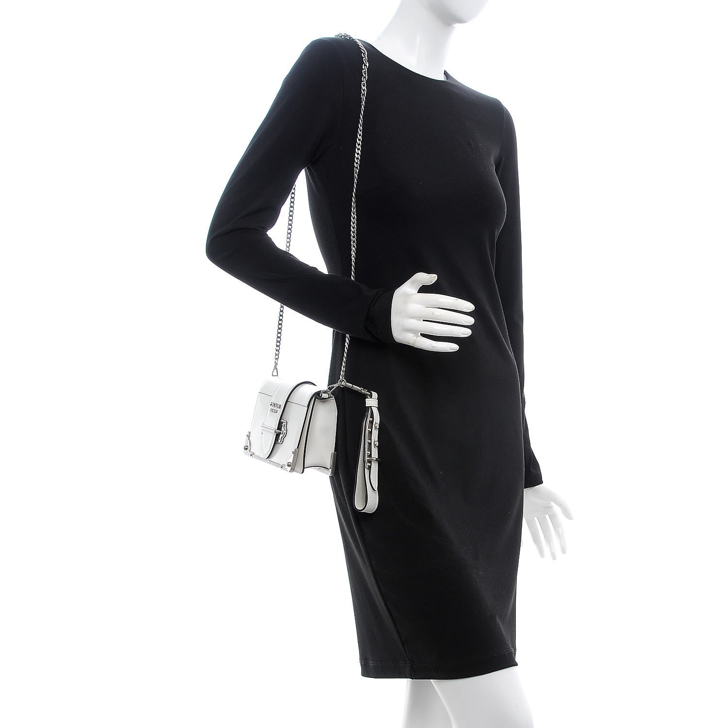 Prada City Calfskin Cahier Chain Wristlet Clutch White 2 of 6