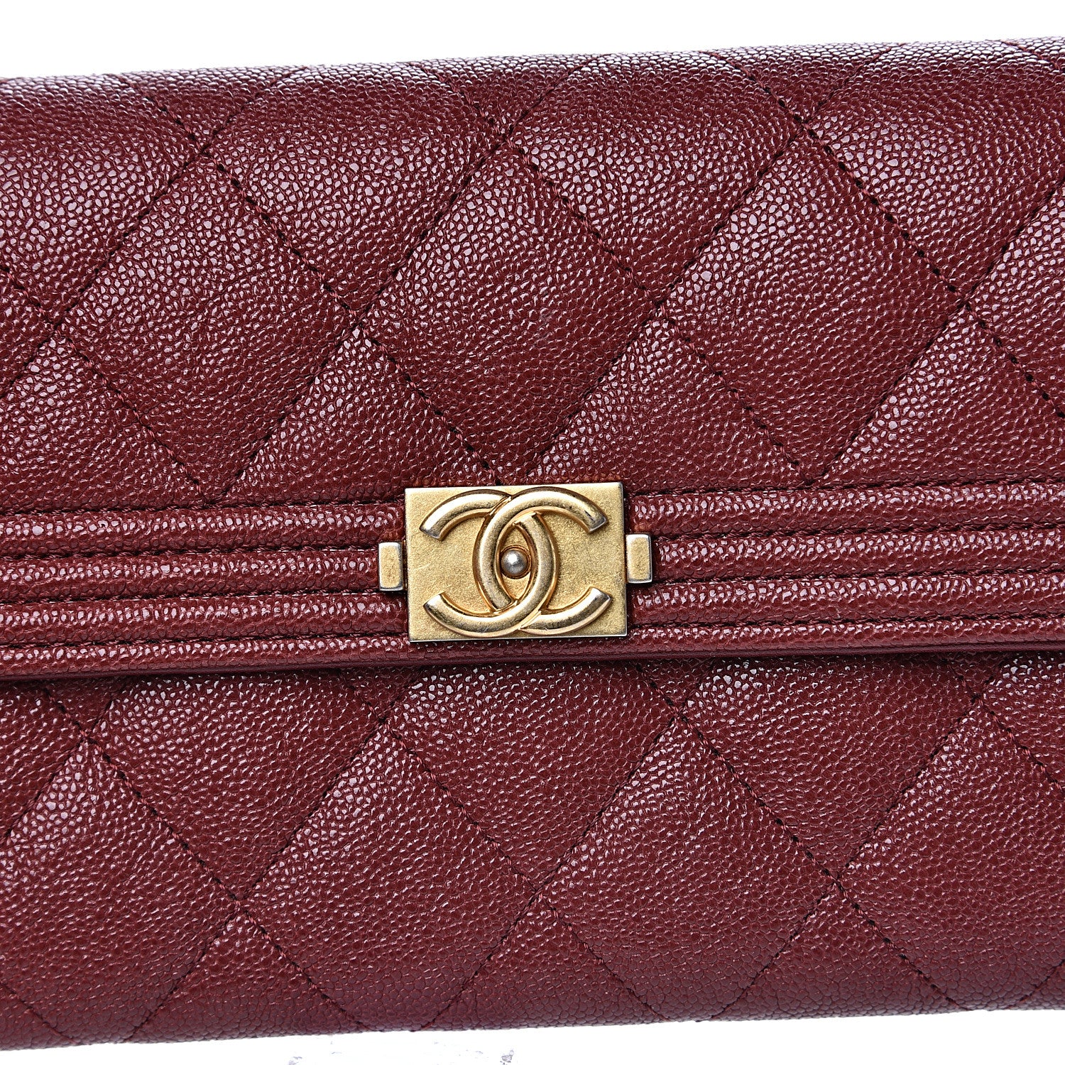 Chanel Caviar Quilted Large Boy Gusset Flap Wallet Dark Red 8 of 10