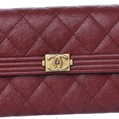 Chanel Caviar Quilted Large Boy Gusset Flap Wallet Dark Red 8 of 10