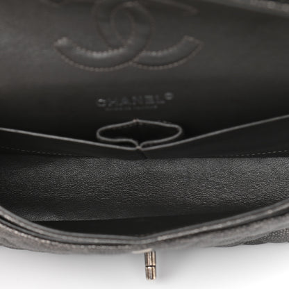 Chanel Metallic Caviar Quilted Medium Double Flap Dark Grey 4 of 9