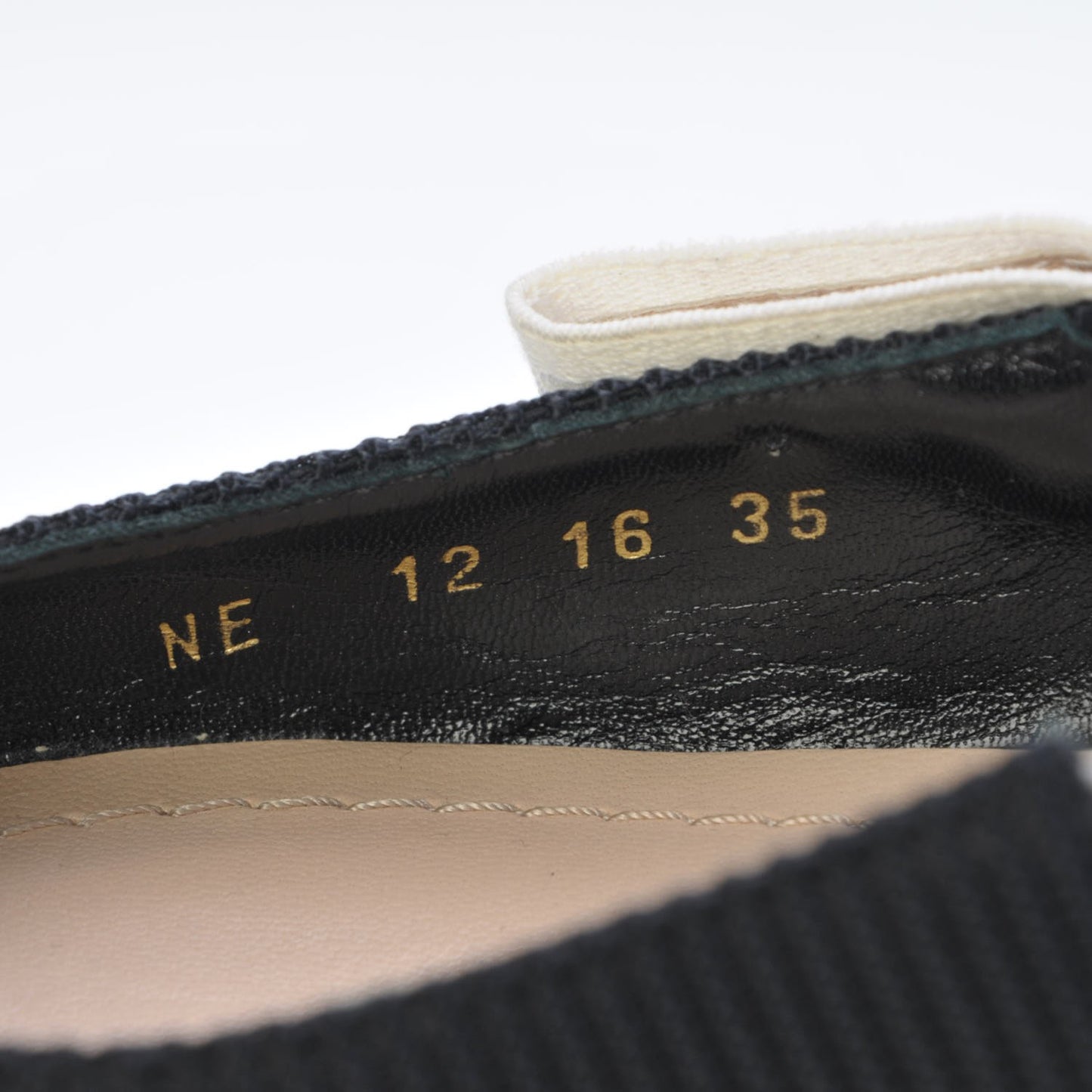 Fabric Ribbon Embroidered J'Adior Sling-Back Ballet Flats 35 Black