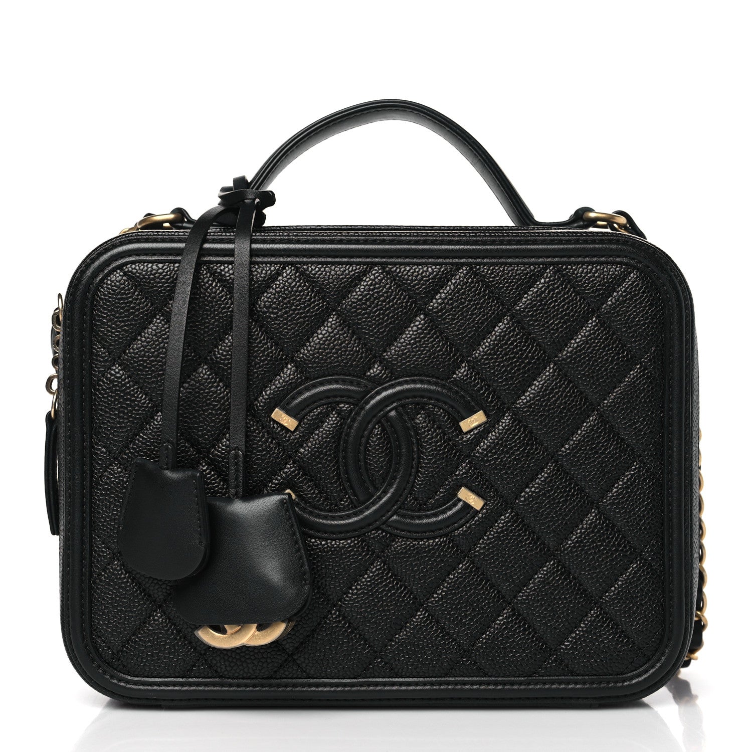 Chanel Caviar Quilted Large CC Filigree Vanity Case Black 1 of 11