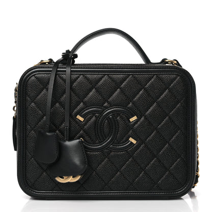 Chanel Caviar Quilted Large CC Filigree Vanity Case Black 1 of 11