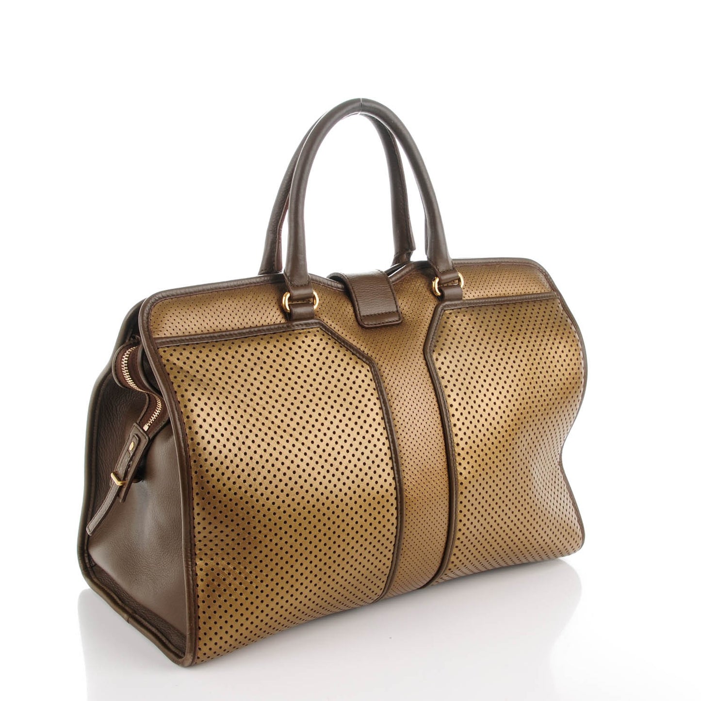 Metallic Perforated Leather Large Cabas Chyc Bronze