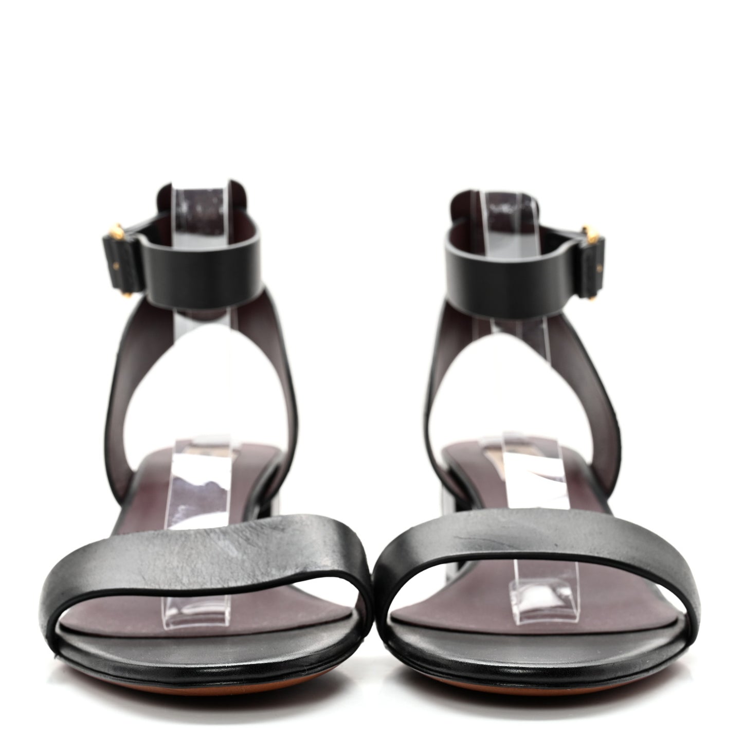 Calfskin Ankle Strap 60mm Sandals 41 Black