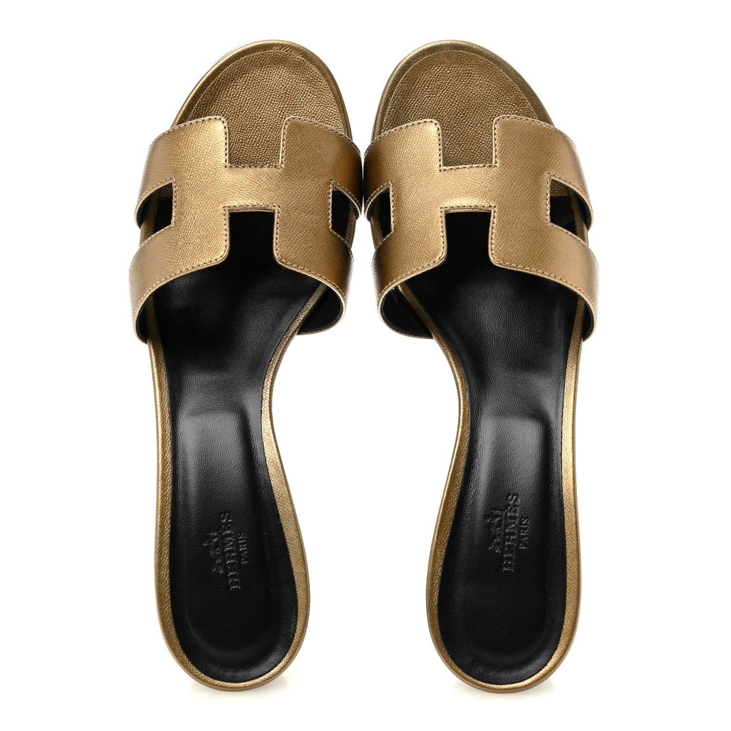 Hermes Metallic Goatskin Oasis Sandals 40 Dore 1888031 – FASHIONPHILE