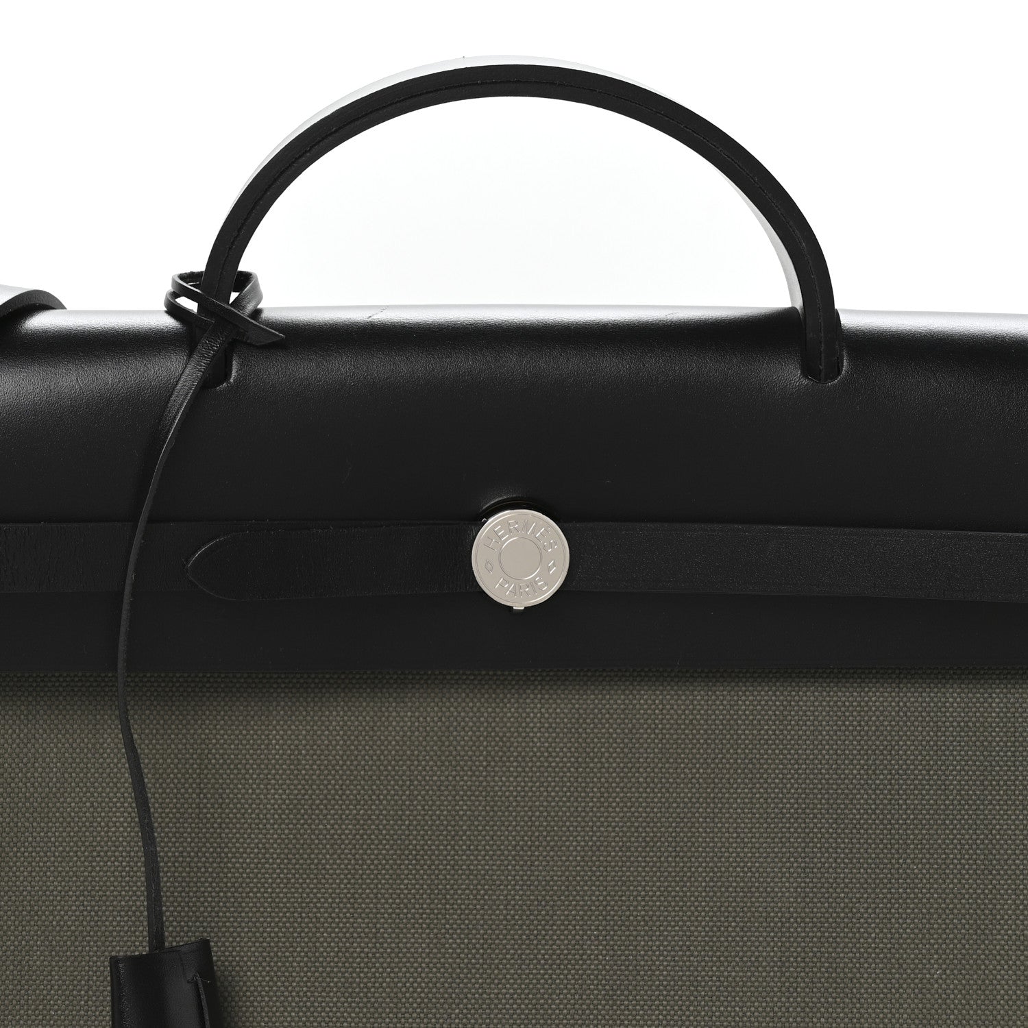 Hermes Military Toile Vache Hunter Herbag 39 Kaki Black 9 of 11