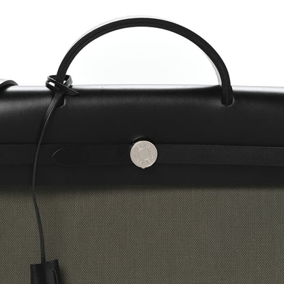 Hermes Military Toile Vache Hunter Herbag 39 Kaki Black 9 of 11