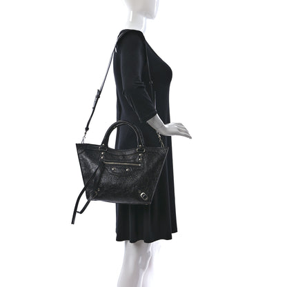 Balenciaga Agneau Arena Neo Classic Silver Hardware Medium Upside Down Tote Black 2 of 9