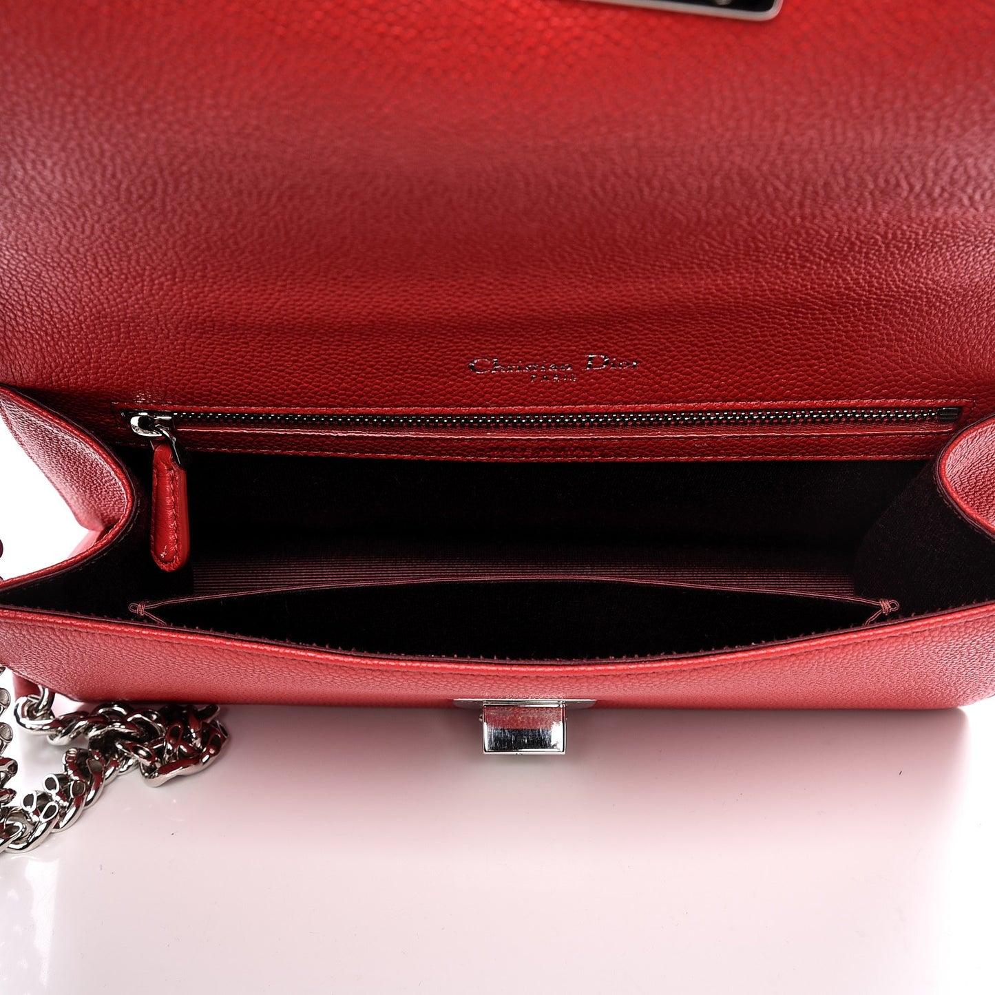 Grained Calfskin Medium Diorama Flap Bag Red