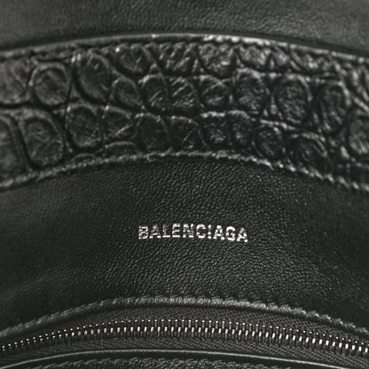 Balenciaga Extra Supple Calfskin Crocodile Embossed Monochrome Small Downtown Shoulder Bag Black 6 of 9