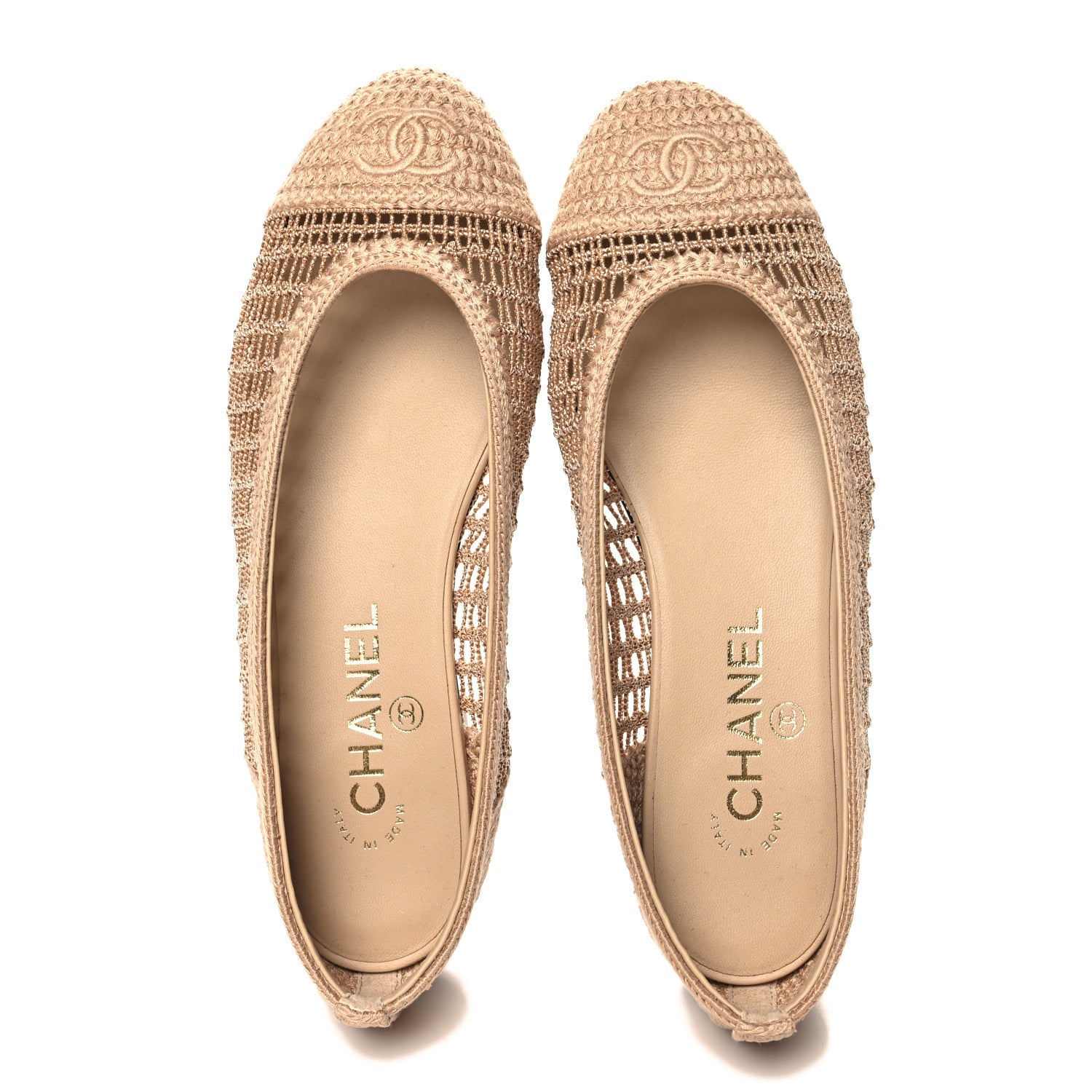 Chanel Raffia Cap Toe Ballerina Flats 37 Beige 2 of 9