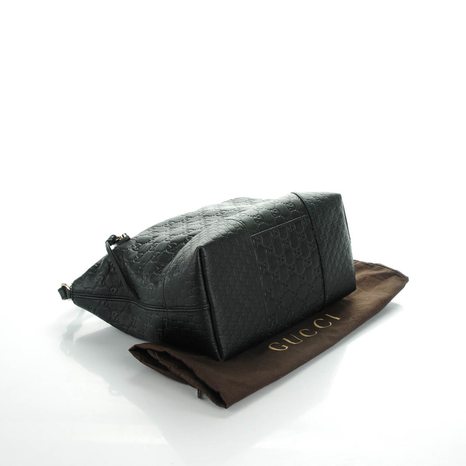 Gucci Guccissima Medium Bree Foldover Tote Black 4 of 7