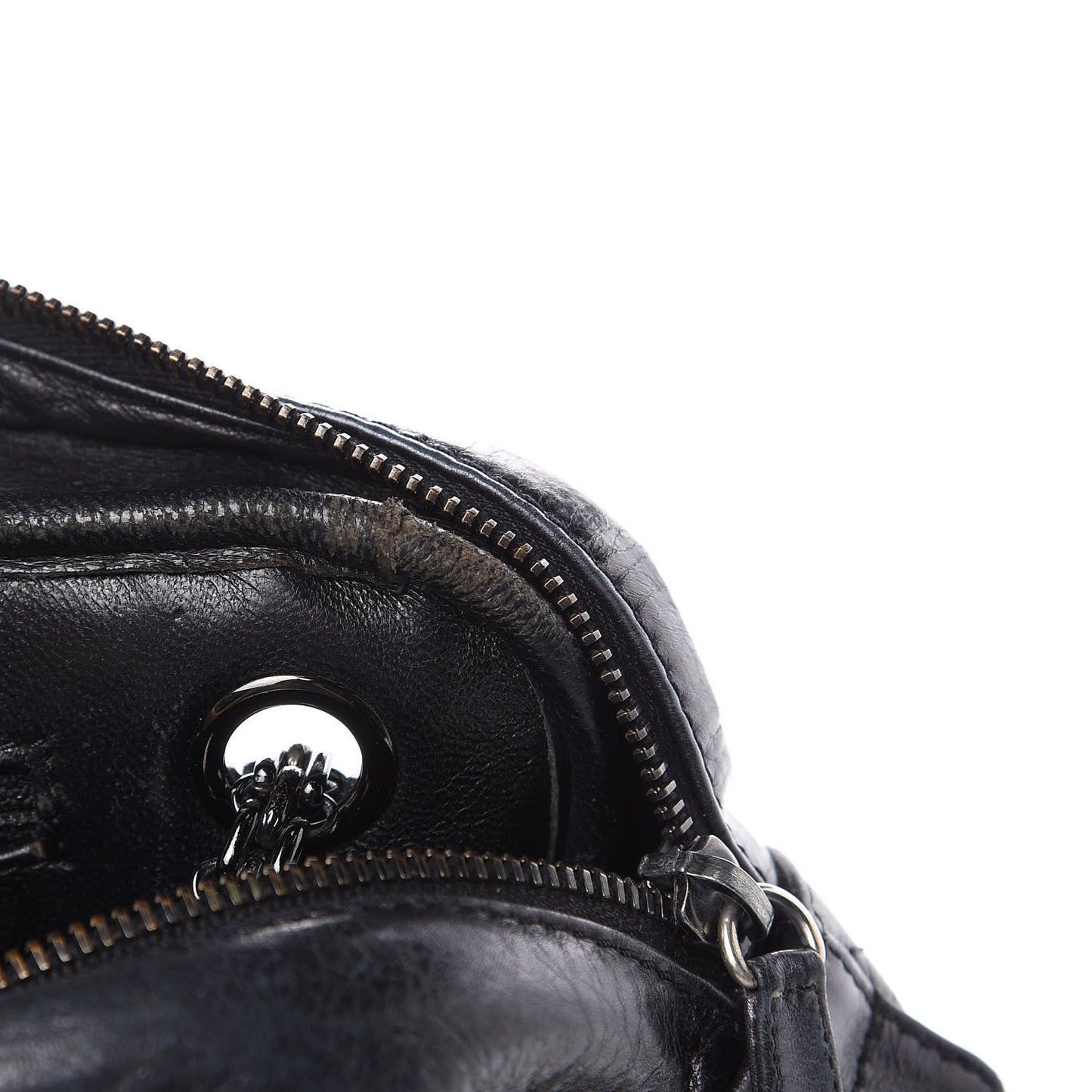 Metallic Aged Calfskin Quilted Large Reissue Camera Case Black