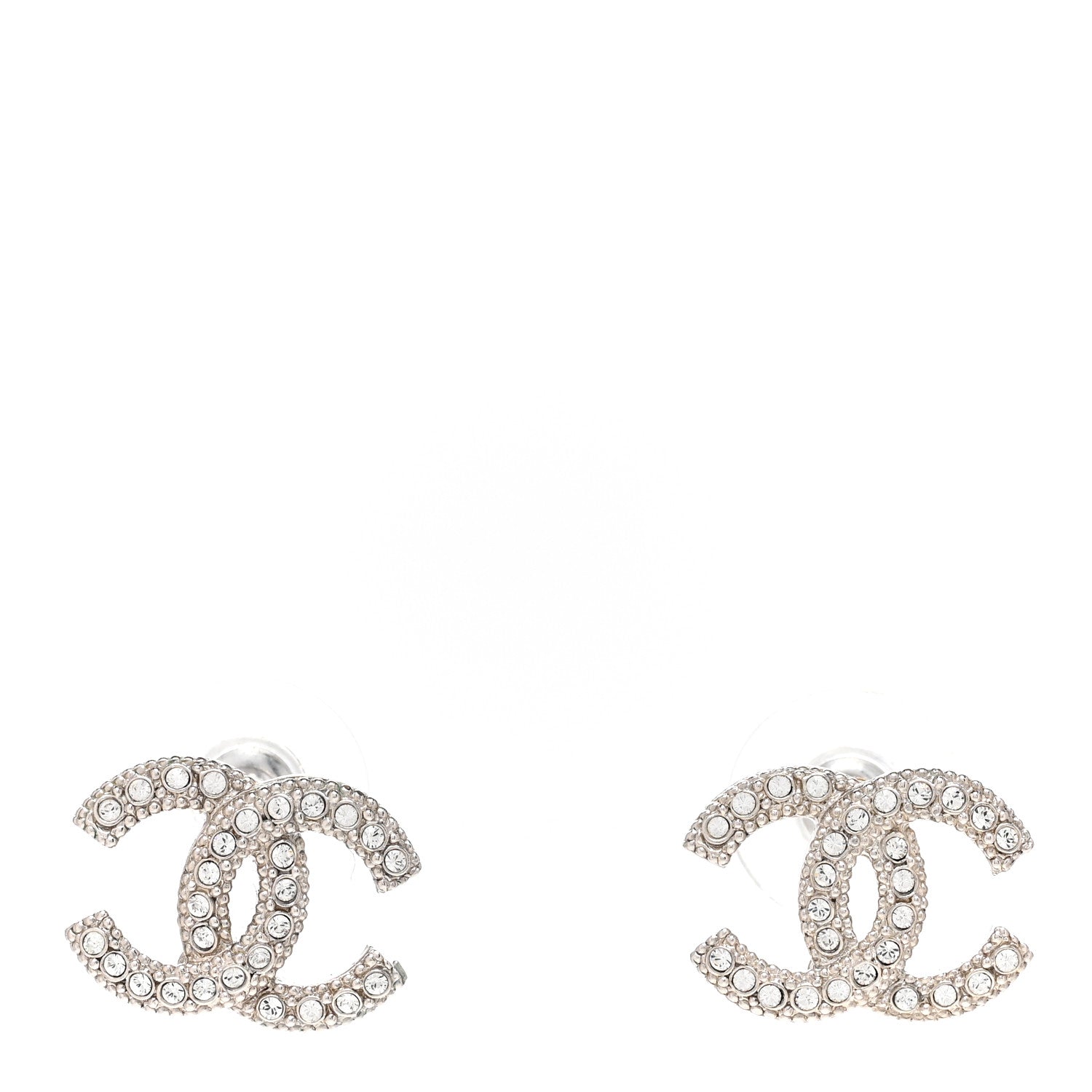 Chanel Crystal CC Earrings Silver 1 of 5