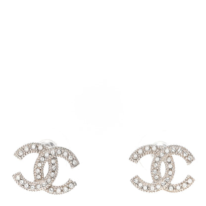 Chanel Crystal CC Earrings Silver 1 of 5