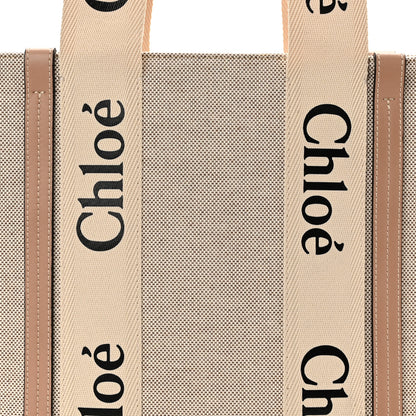 Chloe Cotton Calfskin Medium Woody Ribbon Tote White Brown 8 of 11