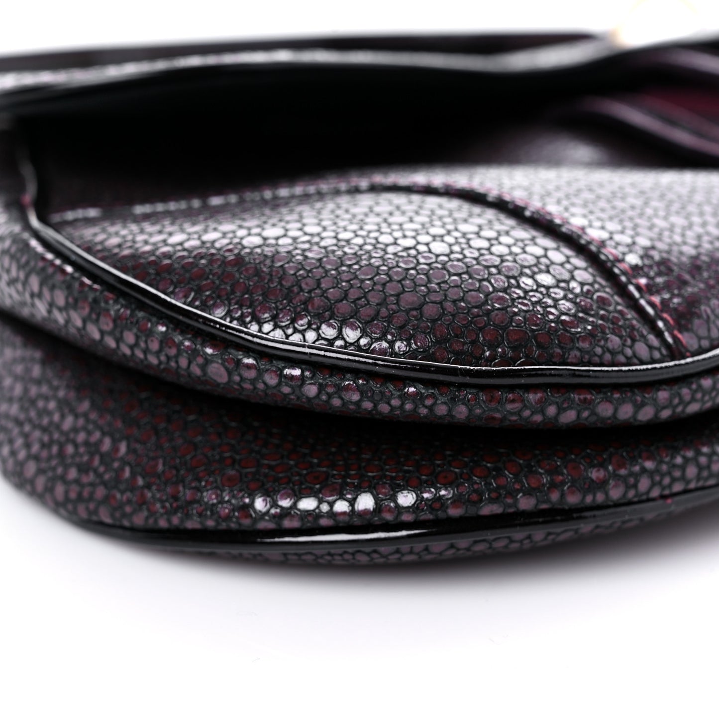 Calfskin Stingray Embossed Saddle Bag Red