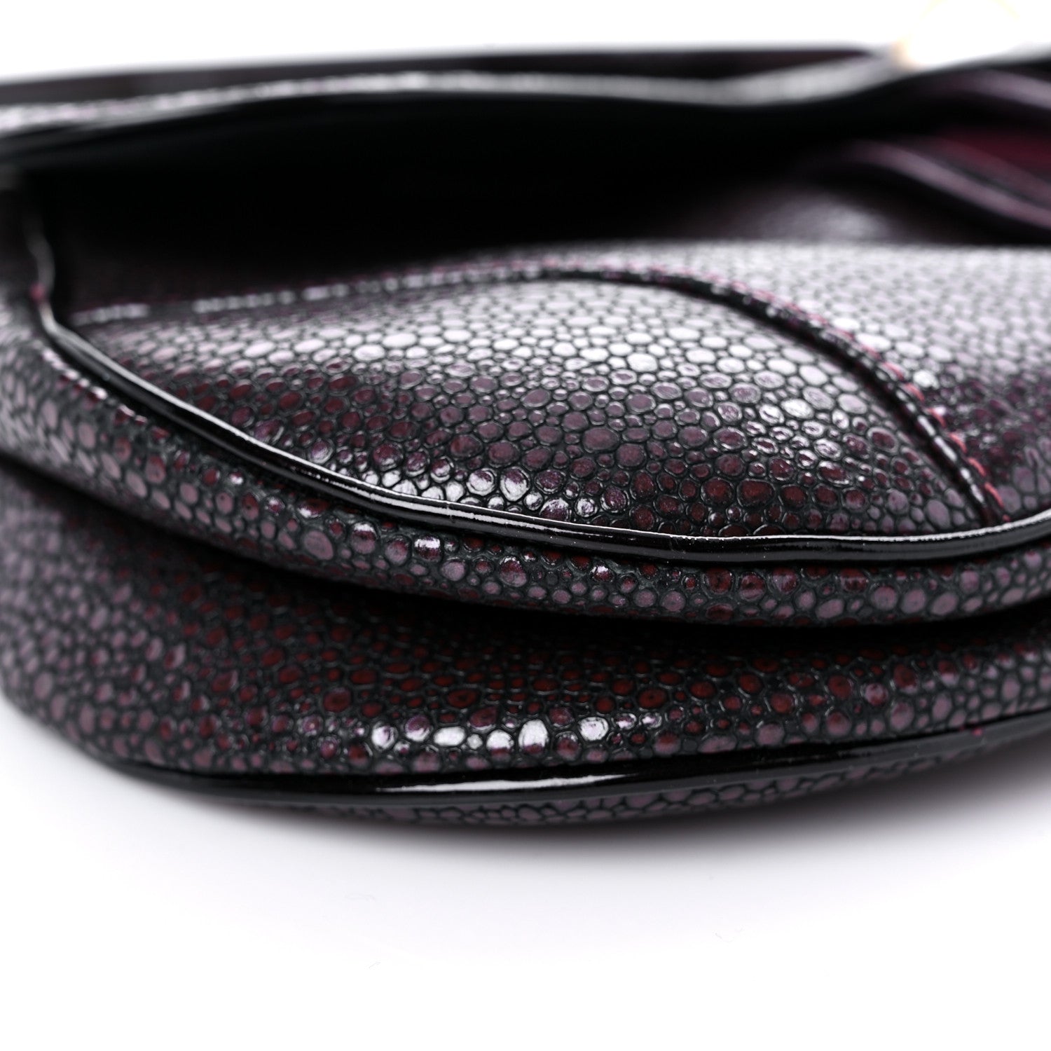 Christian Dior Calfskin Stingray Embossed Saddle Bag Red 8 of 15