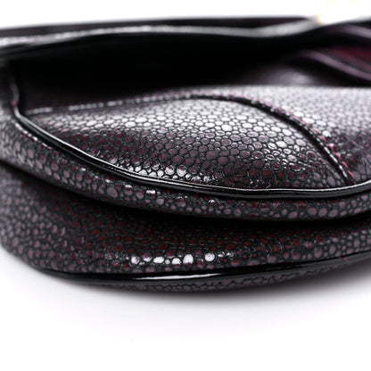 Christian Dior Calfskin Stingray Embossed Saddle Bag Red 8 of 15