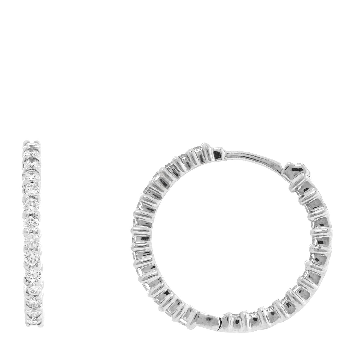 18K White Gold Diamond 1.00ctw Inside Out Hoop Earrings