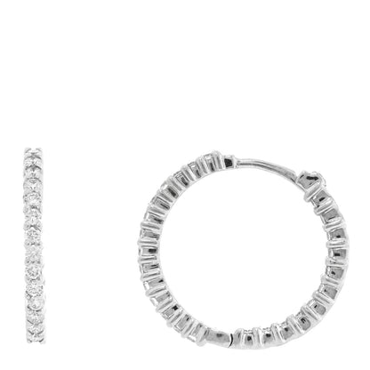 Roberto Coin 18K White Gold Diamond 1.00ctw Inside Out Hoop Earrings 1 of 4