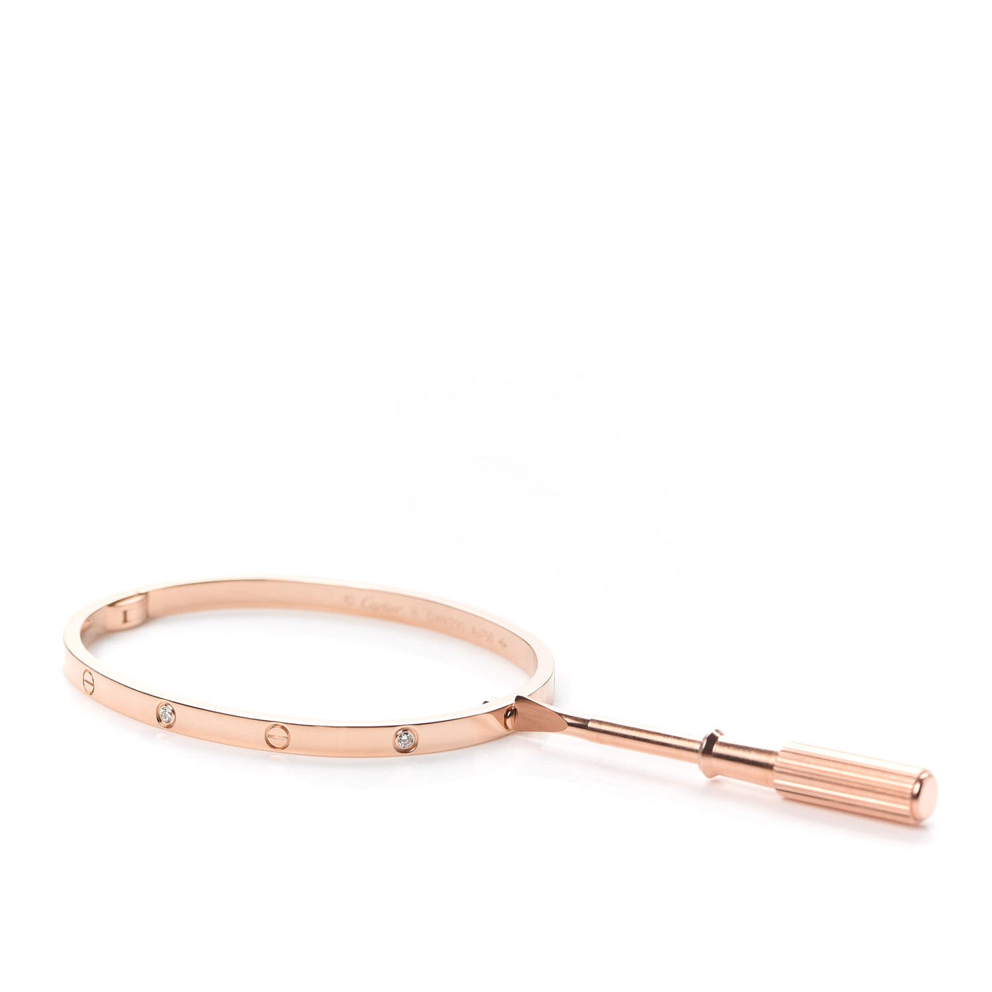 18K Pink Gold 6 Diamond Small LOVE Bracelet 16