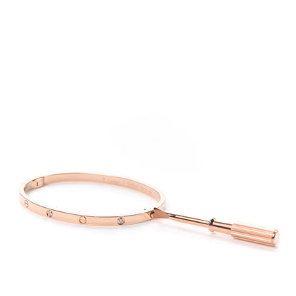 Cartier 18K Pink Gold 6 Diamond Small LOVE Bracelet 16 4 of 7