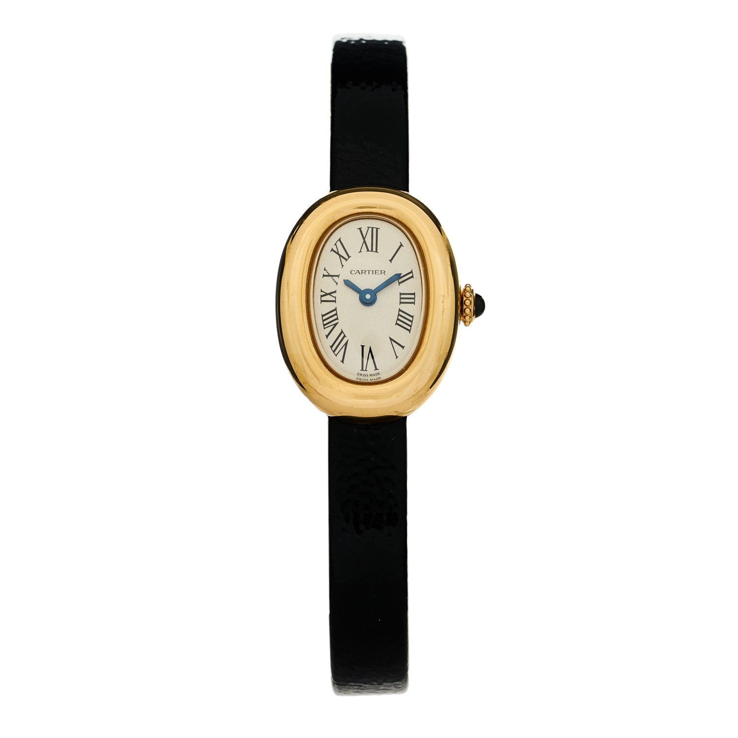 Cartier 18K Yellow Gold Calfskin 18mm Baignoire Quartz Watch 1 of 5
