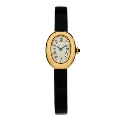 Cartier 18K Yellow Gold Calfskin 18mm Baignoire Quartz Watch 1 of 5