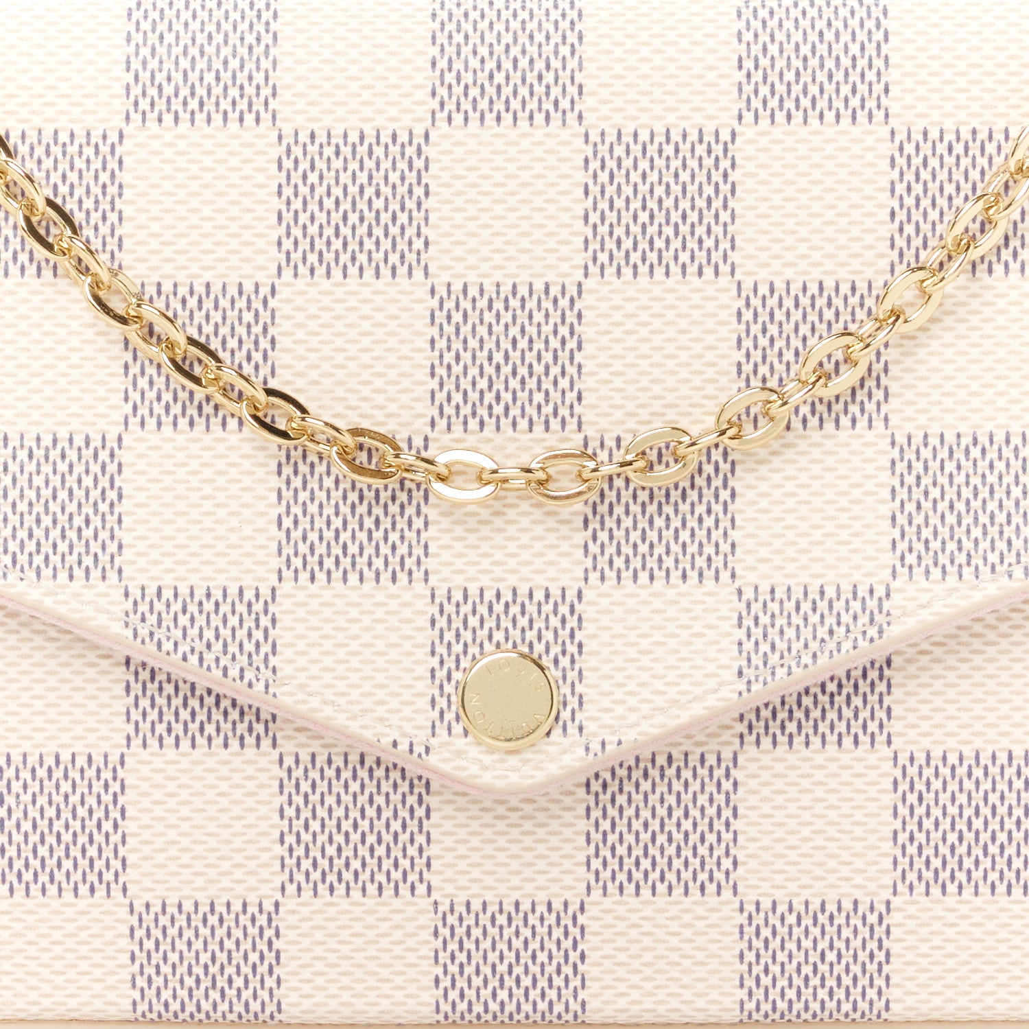 Louis Vuitton Damier Azur Pochette Felicie Chain Wallet Rose Ballerine 12 of 14