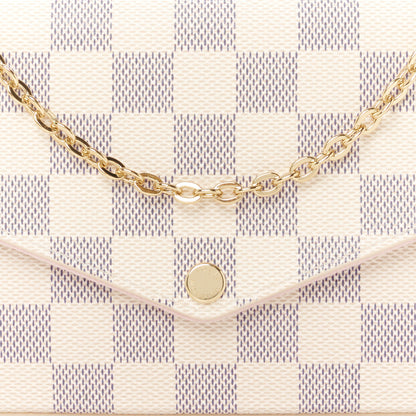 Louis Vuitton Damier Azur Pochette Felicie Chain Wallet Rose Ballerine 12 of 14