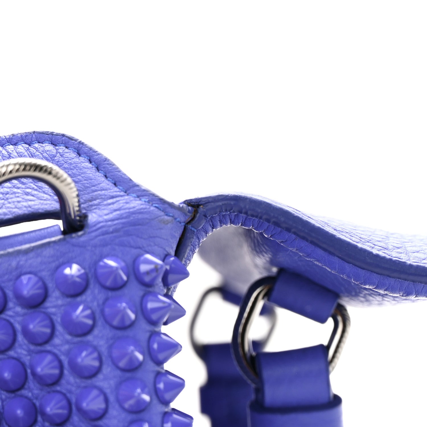Christian Louboutin Calfskin Spikes Panettone Messenger Blue 11 of 15