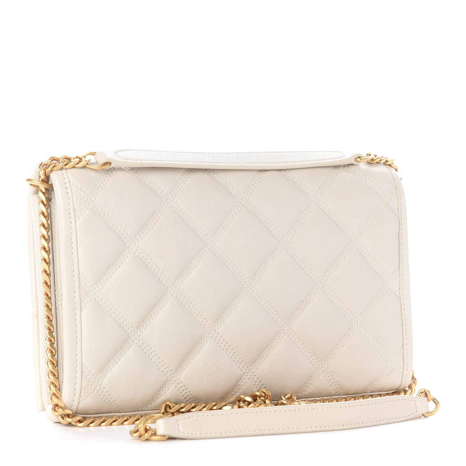 Saint Laurent Lambskin Diamond Quilted Becky Chain Wallet Blanc Vintage 3 of 9