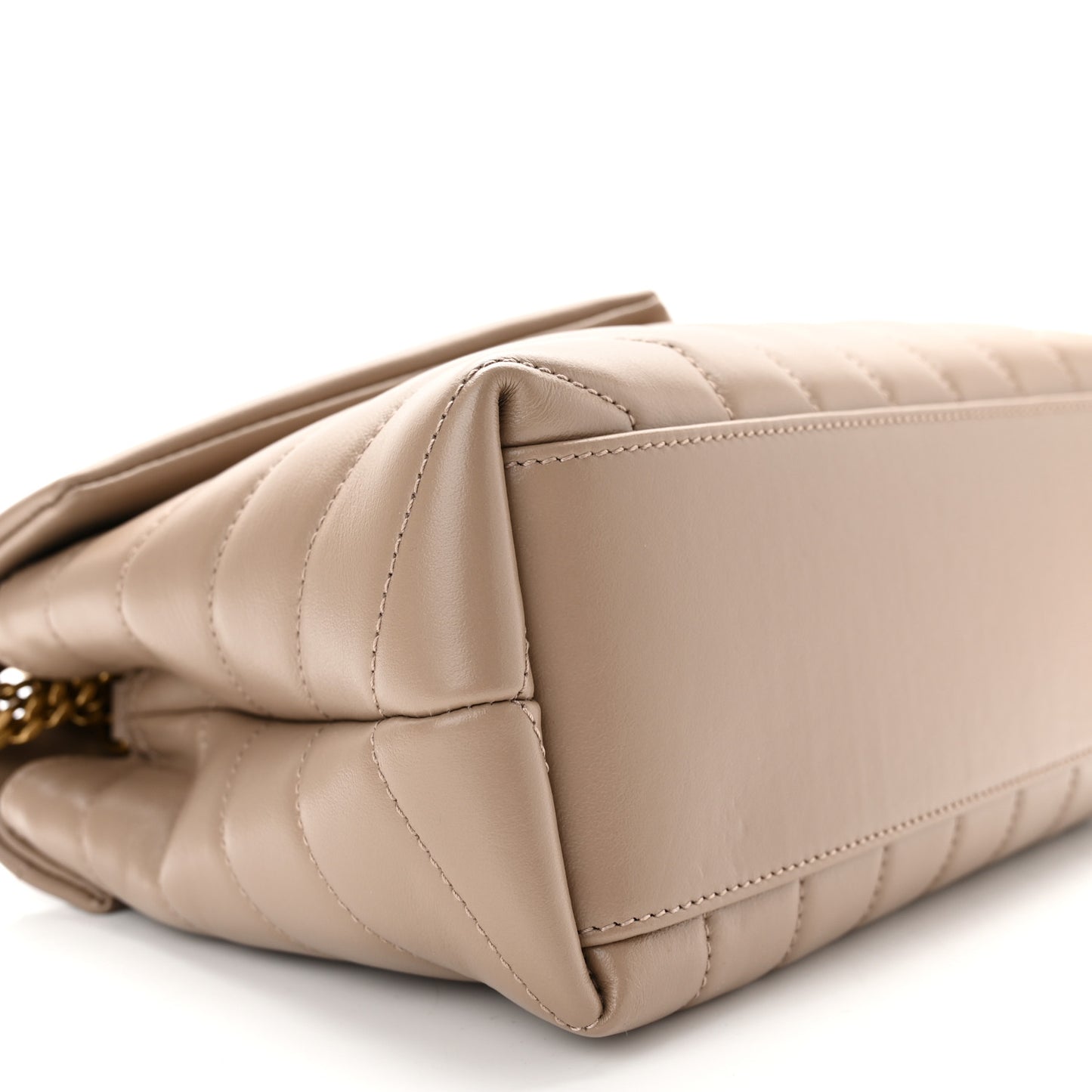 Calfskin Y Quilted Monogram Small Loulou Chain Satchel Dark Beige