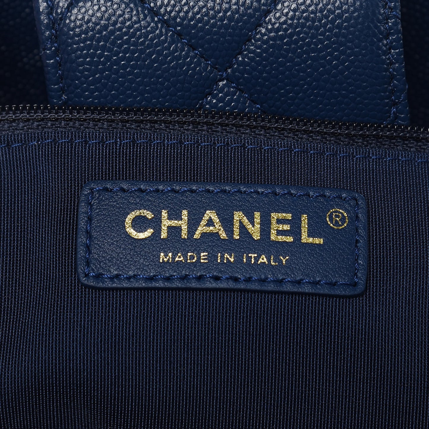Caviar Quilted Large Classic Shopping Tote Blue
