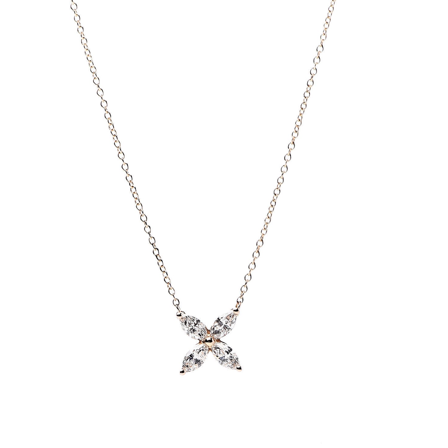 18K Rose Gold Diamond Medium Victoria Pendant Necklace