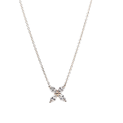 Tiffany 18K Rose Gold Diamond Medium Victoria Pendant Necklace 4 of 7