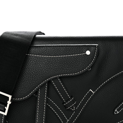 Christian Dior X KAWS Grained Calfskin Saddle Pouch Black 7 of 9