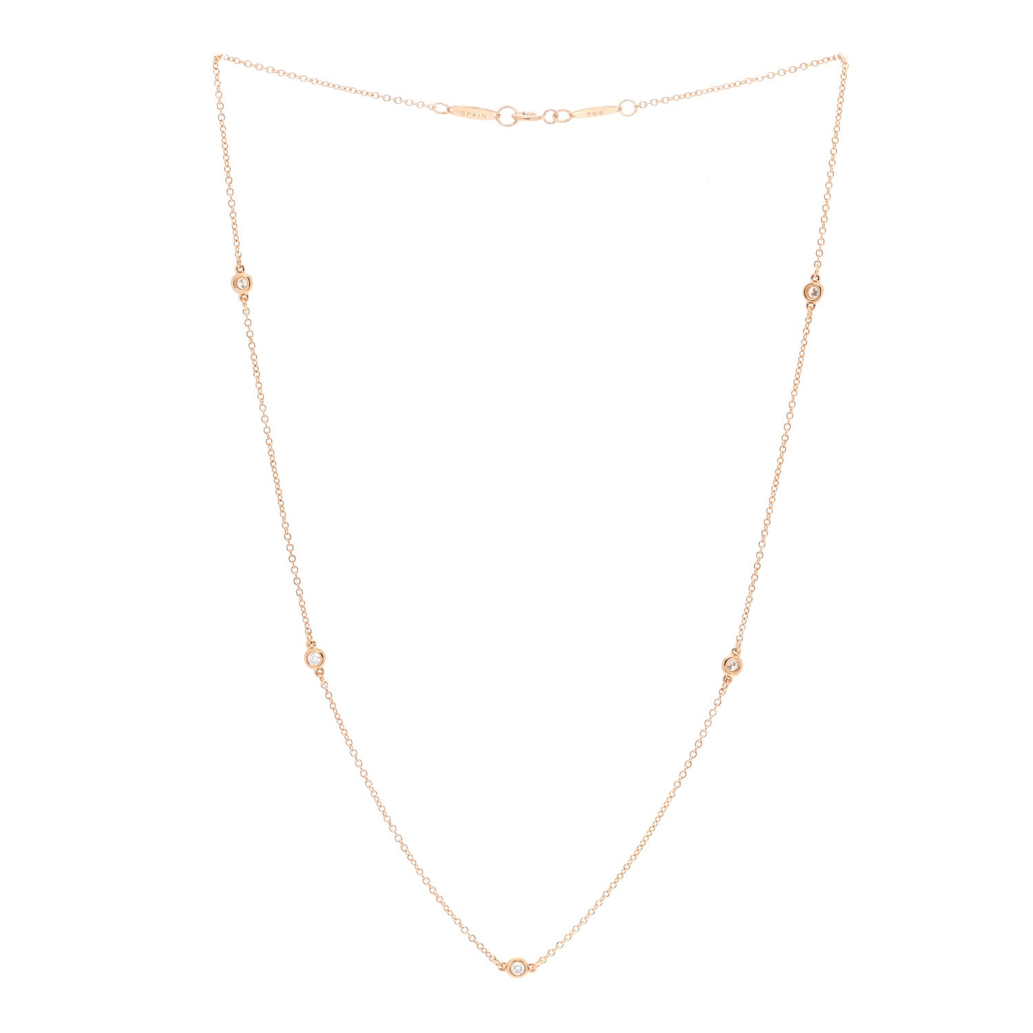 Tiffany 18K Rose Gold Diamond .15ctw Elsa Peretti Diamonds by the Yard Five Station Necklace 2 of 3