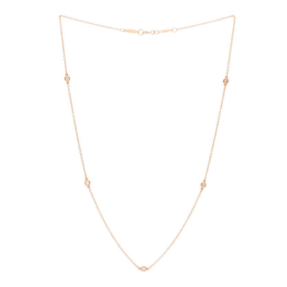 Tiffany 18K Rose Gold Diamond .15ctw Elsa Peretti Diamonds by the Yard Five Station Necklace 2 of 3